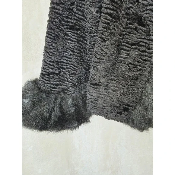 Donna Salyers Fabulous Furs Black Faux Fur Jacket Shawl Collar Coat Womens Large - Picture 4 of 7